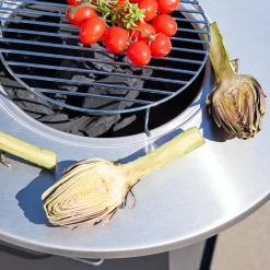 Feuerschale Grill Ø59cm schwarz mit Grillrost und Stauraum