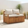 Gartenbank aus Akazienholz mit Kissen und integrierter Truhe 110 L