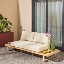 Gartenbank aus Akazienholz und Aluminium für 2 Personen