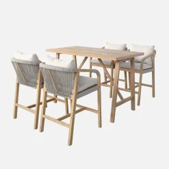 Garten-Bartisch aus Akazienholz mit 4 Stühlen
