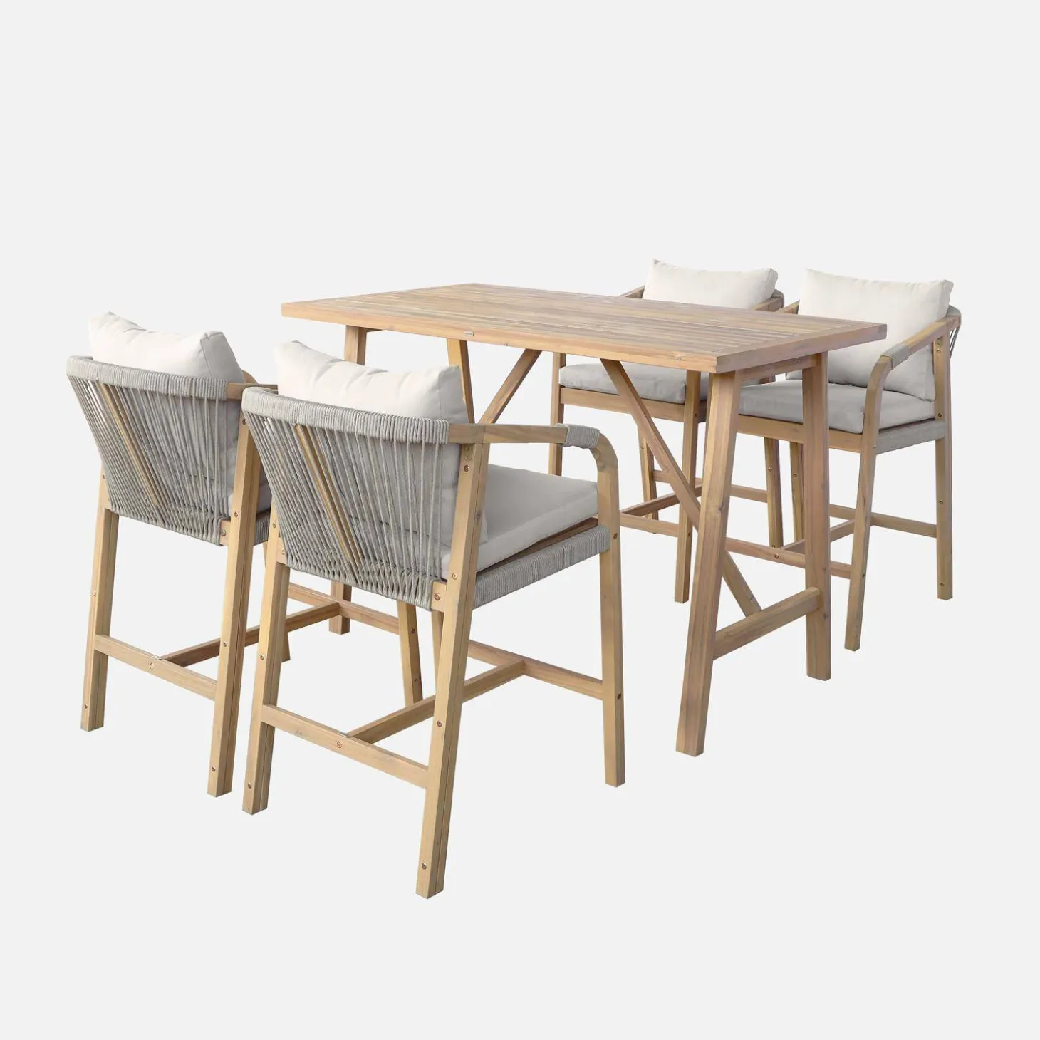 Garten-Bartisch aus Akazienholz mit 4 Stühlen