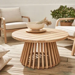 Garten-Couchtisch aus Akazienholz Ø80cm