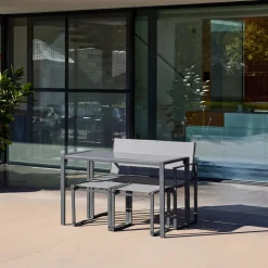 Garten-Essgruppe aus Stahl und Textilene - 4 Personen
