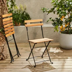 Garten-Essgruppe im Bistro-Stil, 2 Stühle, klappbar