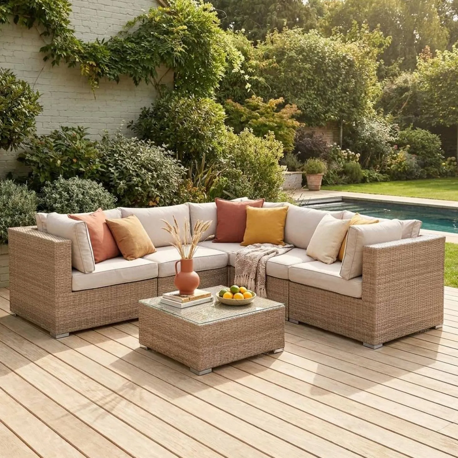 Gartengarnitur aus Polyrattan - 5 Plätze