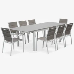 Gartengarnitur mit ausziehbarem Tisch, 8 Personen