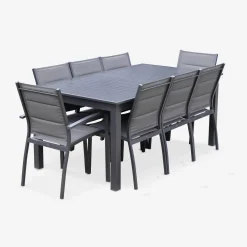 Gartengarnitur mit ausziehbarem Tisch, 8 Personen