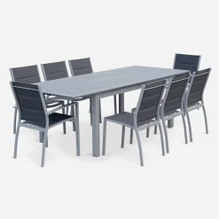 Gartengarnitur mit ausziehbarem Tisch, 8 Personen
