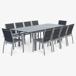 Gartengarnitur mit ausziehbarem Tisch, 8 Personen