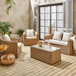 Gartengarnitur Polyrattan 4 Plätze Valentino + Kissen
