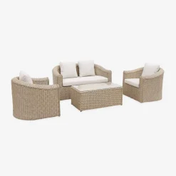 Gartengarnitur Polyrattan 4 Plätze Valentino + Kissen