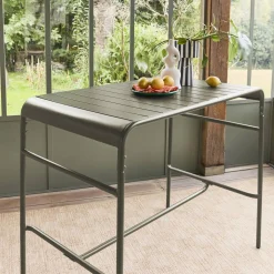Garten-Hochtisch aus Stahl 4 Personen 120 x 70cm x 95 cm