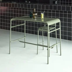 Garten-Hochtisch aus Stahl 4 Personen 120 x 70cm x 95 cm