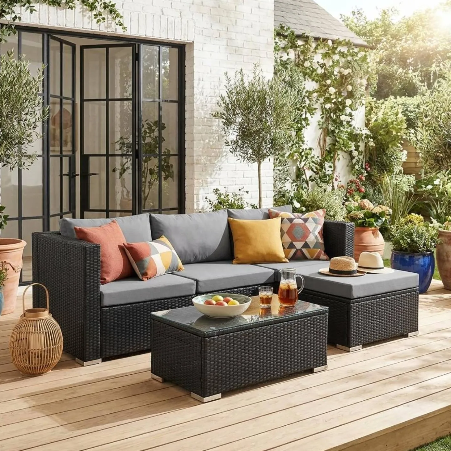 Gartenlounge aus Polyrattan für 4 Personen