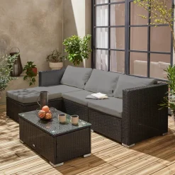 Gartenlounge aus Polyrattan für 4 Personen