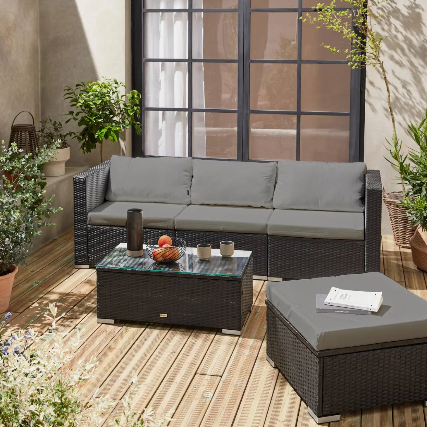 Gartenlounge aus Polyrattan für 4 Personen