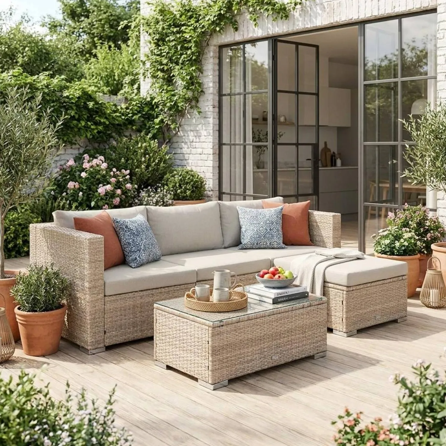 Gartenlounge aus Polyrattan für 4 Personen