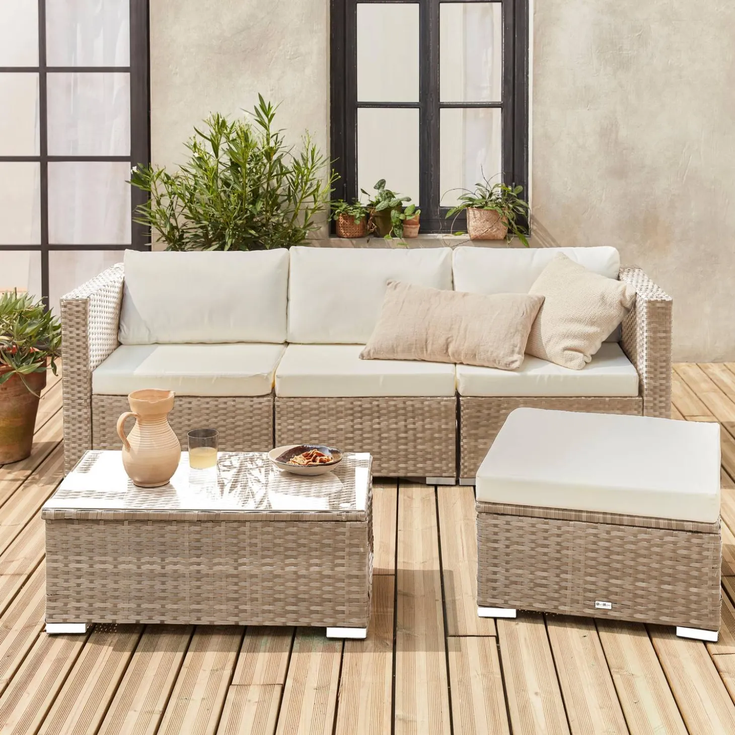 Gartenlounge aus Polyrattan für 4 Personen