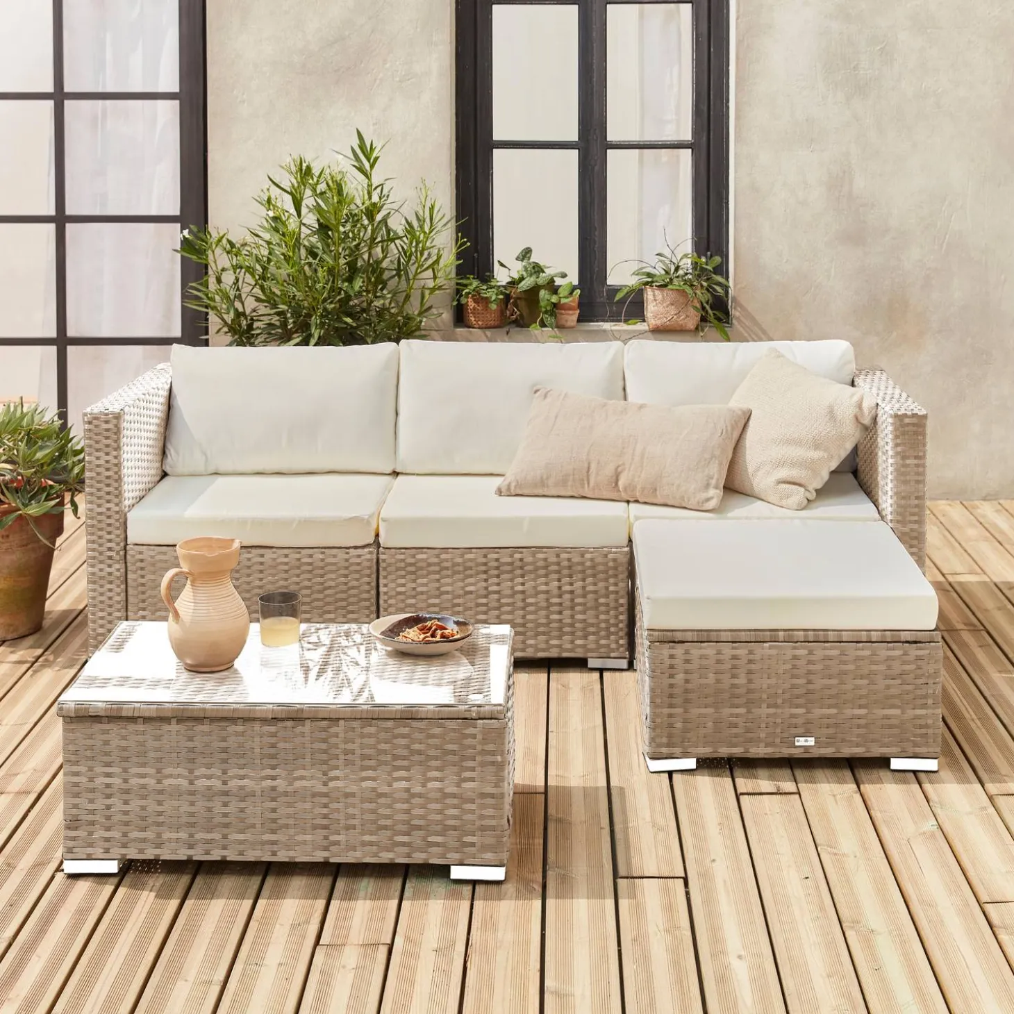 Gartenlounge aus Polyrattan für 4 Personen