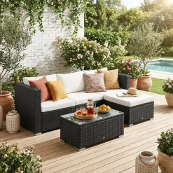 Gartenlounge aus Polyrattan für 4 Personen