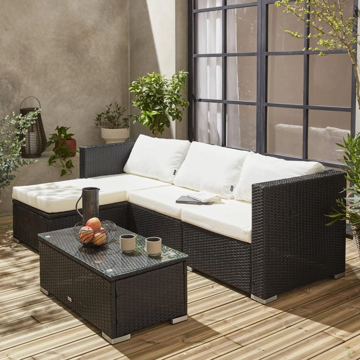 Gartenlounge aus Polyrattan für 4 Personen