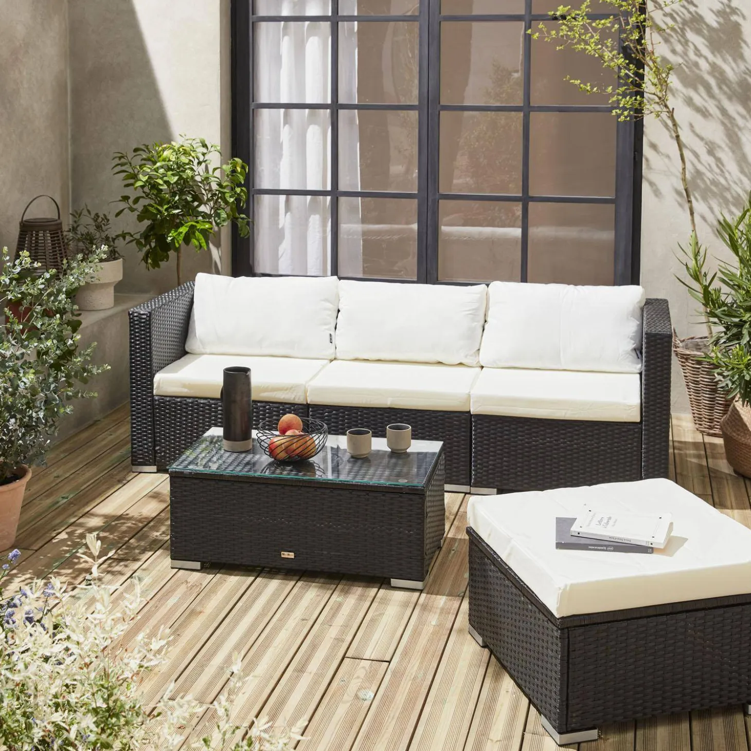 Gartenlounge aus Polyrattan für 4 Personen