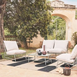 Gartenlounge aus Stahl und Textilene für 4 Personen