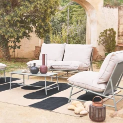 Gartenlounge aus Stahl und Textilene für 4 Personen