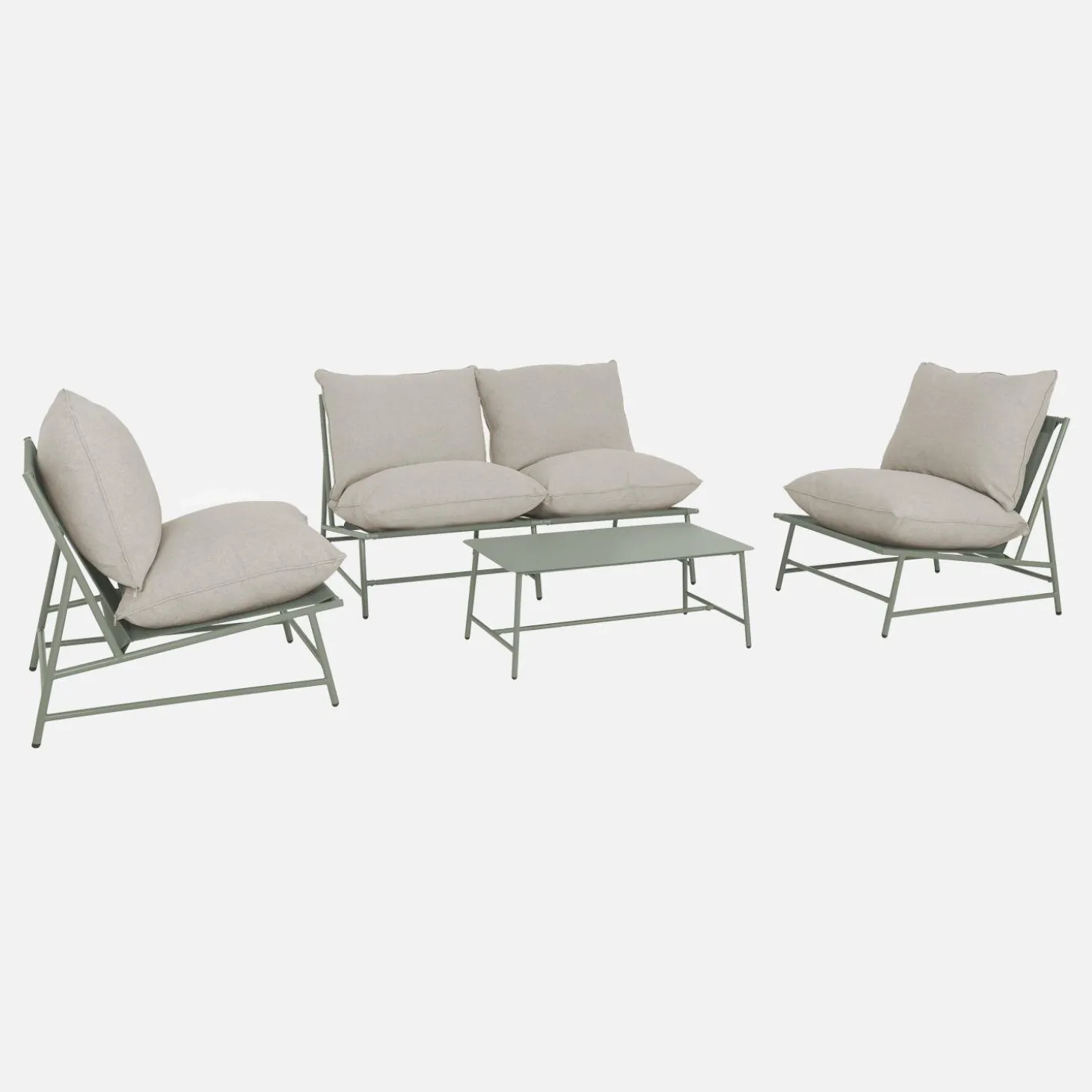 Gartenlounge aus Stahl und Textilene für 4 Personen