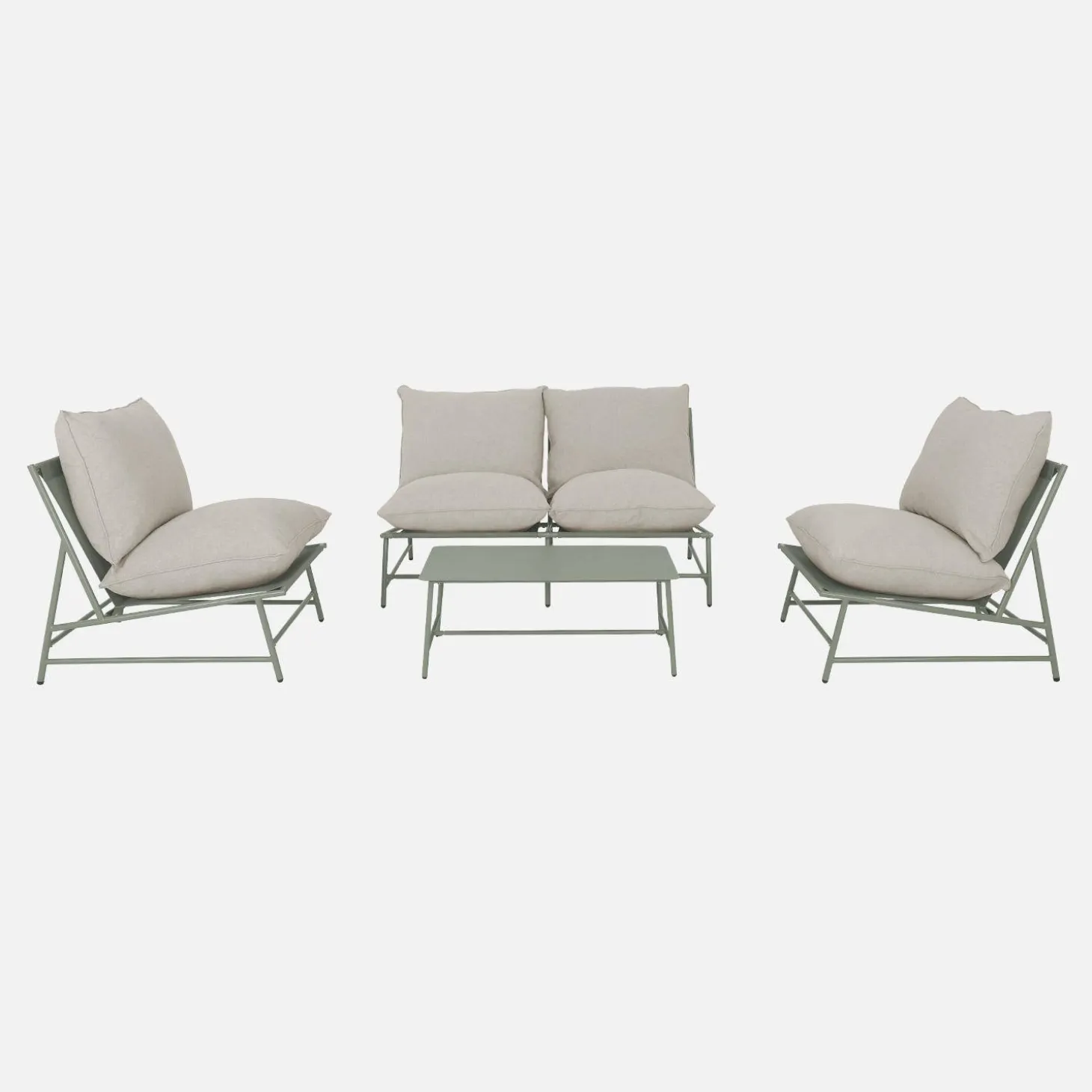 Gartenlounge aus Stahl und Textilene für 4 Personen