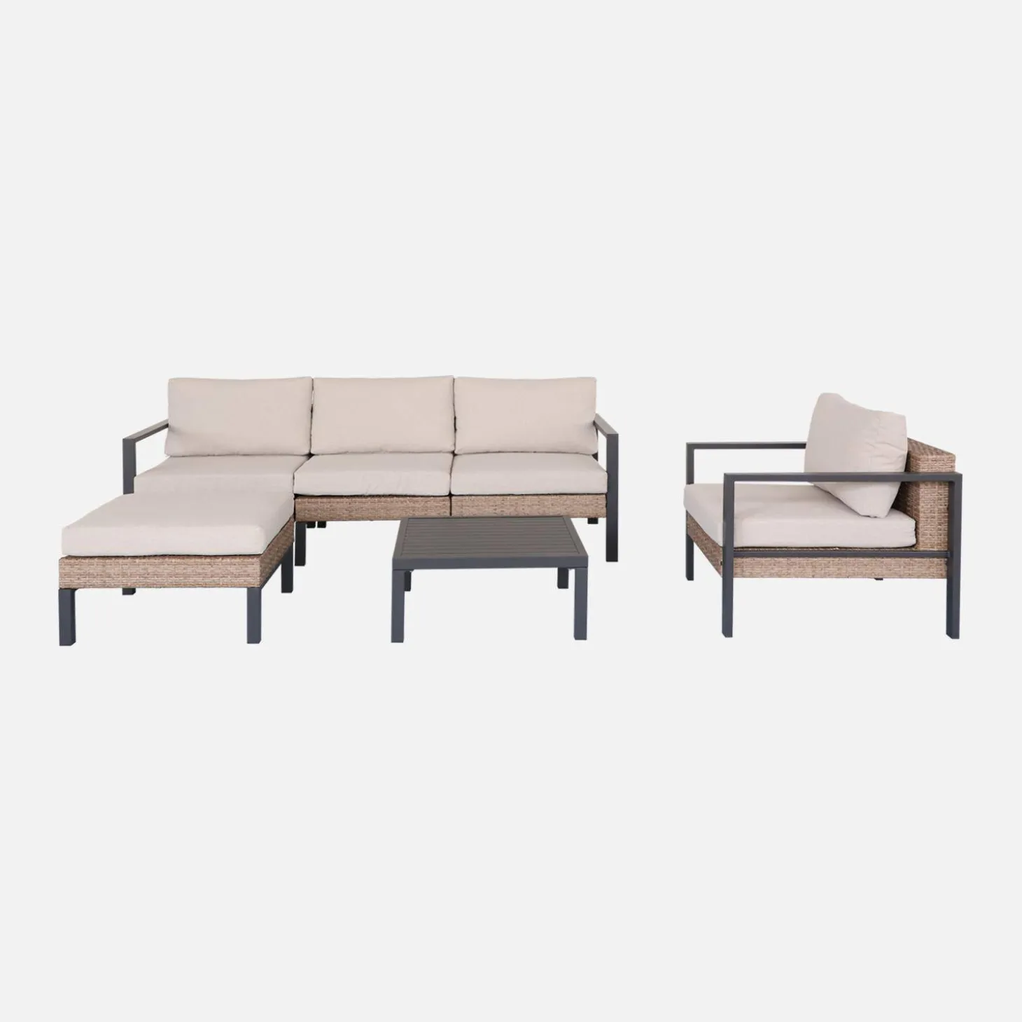 Gartenlounge-Set Aluminium und Polyrattan, 5 Sitzplätze