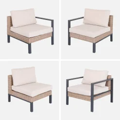 Gartenlounge-Set Aluminium und Polyrattan, 5 Sitzplätze