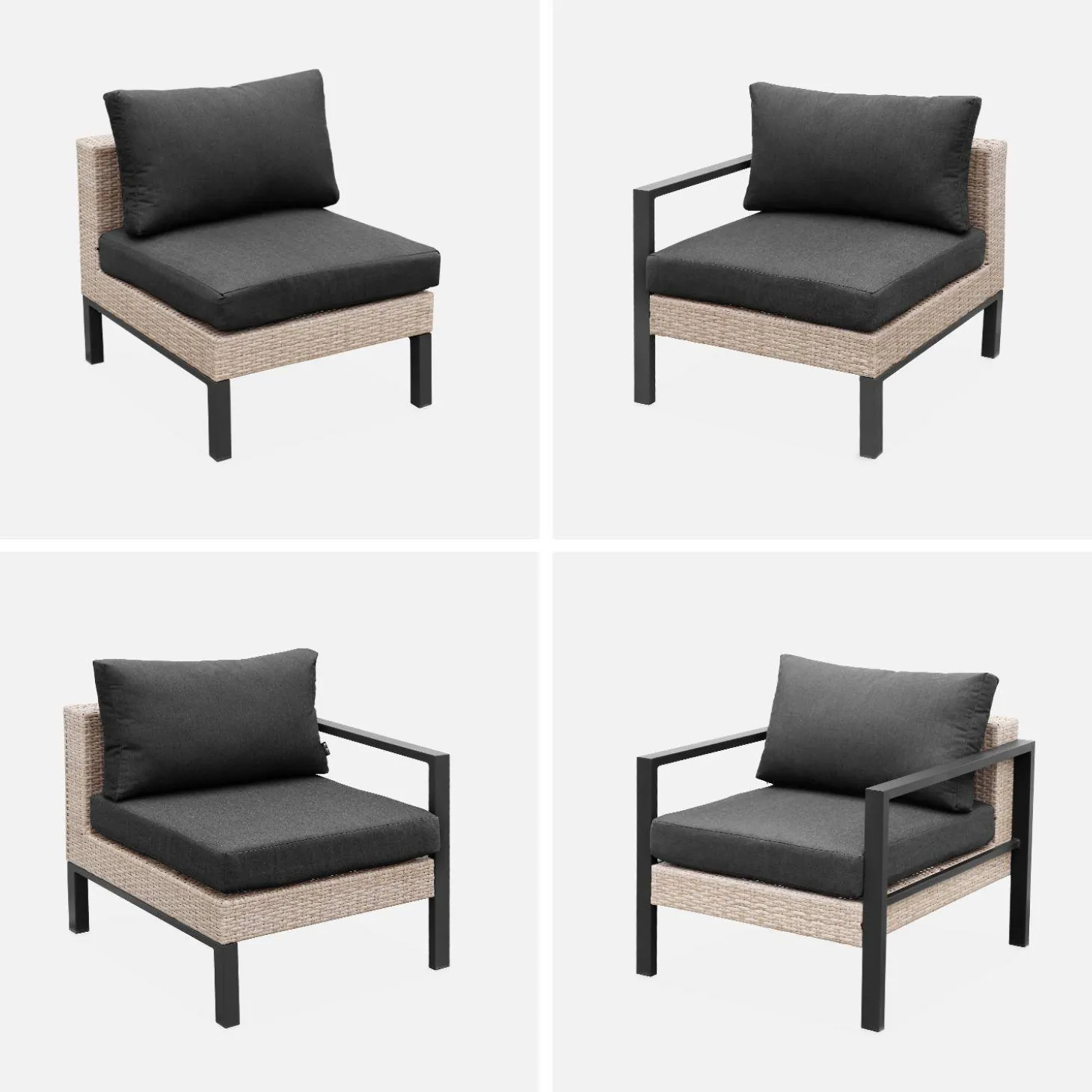 Gartenlounge-Set Aluminium und Polyrattan, 5 Sitzplätze
