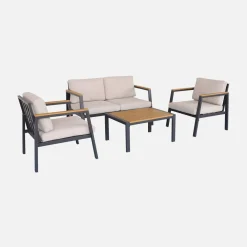 Gartenlounge-Set aus Aluminium und Polywood, 4-Sitzer