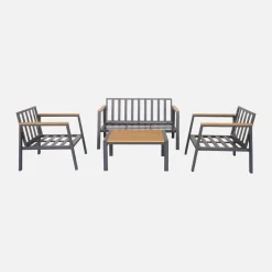 Gartenlounge-Set aus Aluminium und Polywood, 4-Sitzer