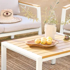 Gartenlounge-Set aus Aluminium und Polywood, 4-Sitzer
