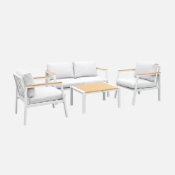 Gartenlounge-Set aus Aluminium und Polywood, 4-Sitzer