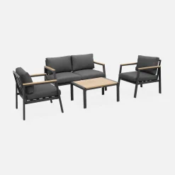 Gartenlounge-Set aus Aluminium und Polywood, 4-Sitzer