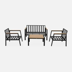 Gartenlounge-Set aus Aluminium und Polywood, 4-Sitzer