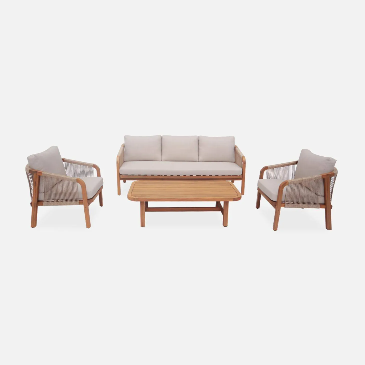 Gartenlounge-Set aus Holz mit Seilbespannung für 5 Personen
