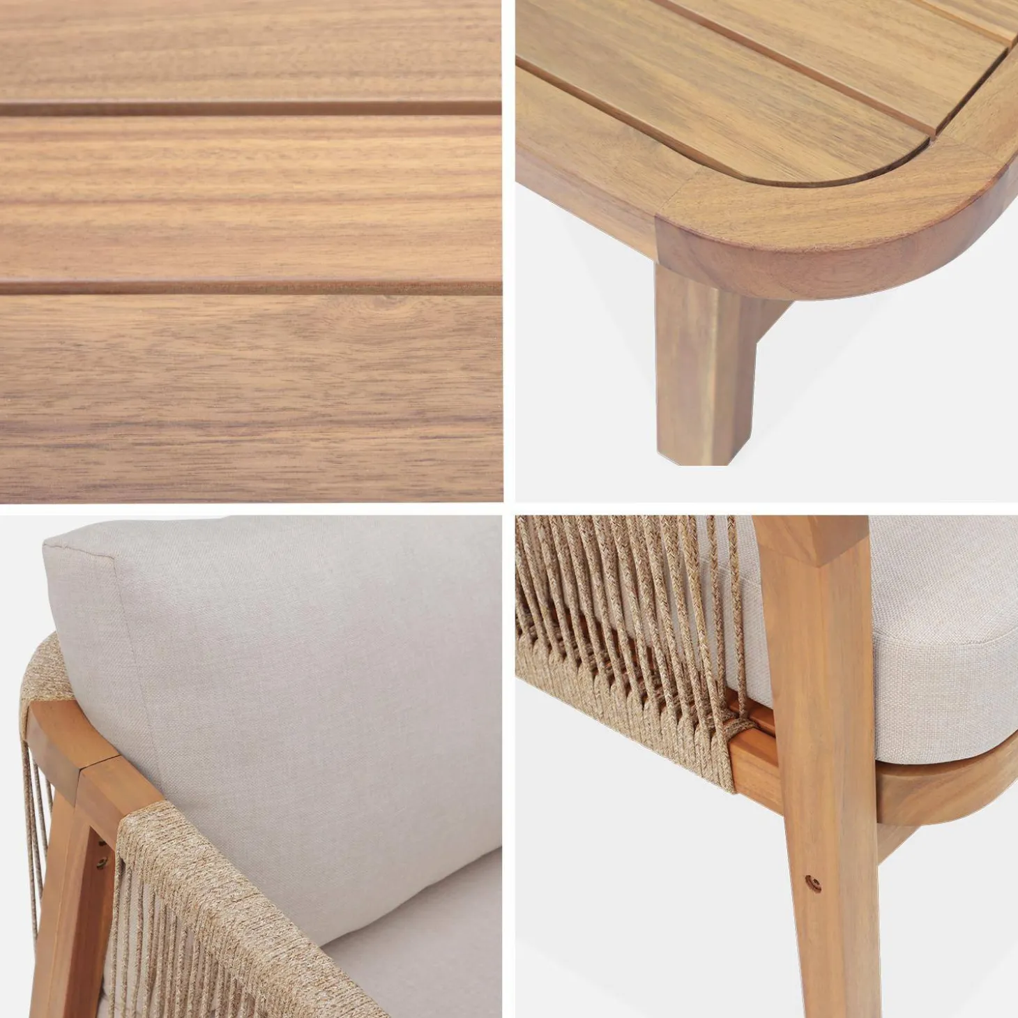 Gartenlounge-Set aus Holz mit Seilbespannung für 5 Personen