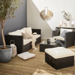 Gartenlounge-Set aus Polyrattan, 5 Sitzplätze