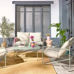 Gartenlounge-Set aus Stahl für 4 Personen