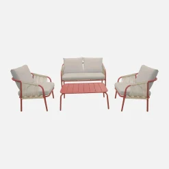 Gartenlounge-Set aus Stahl, für 4 Personen