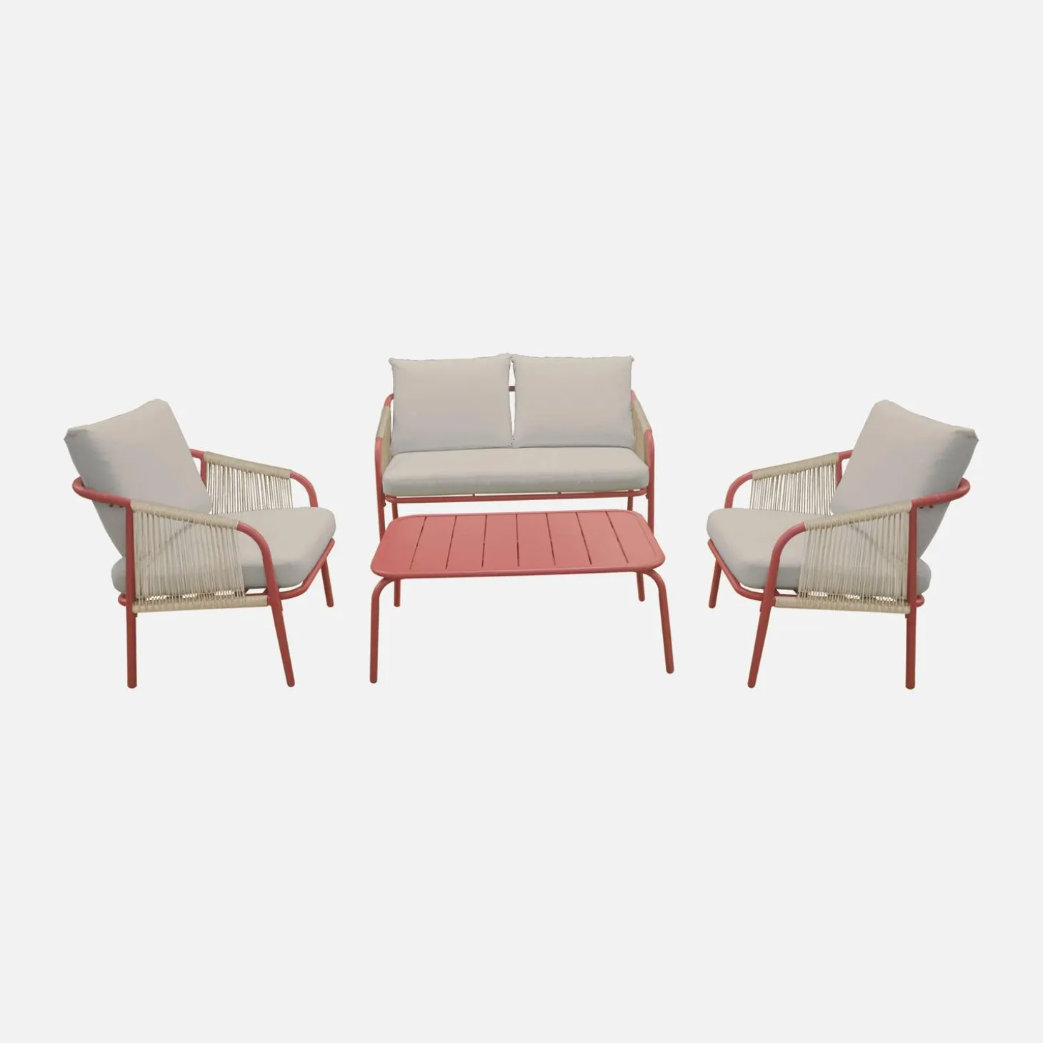 Gartenlounge-Set aus Stahl, für 4 Personen