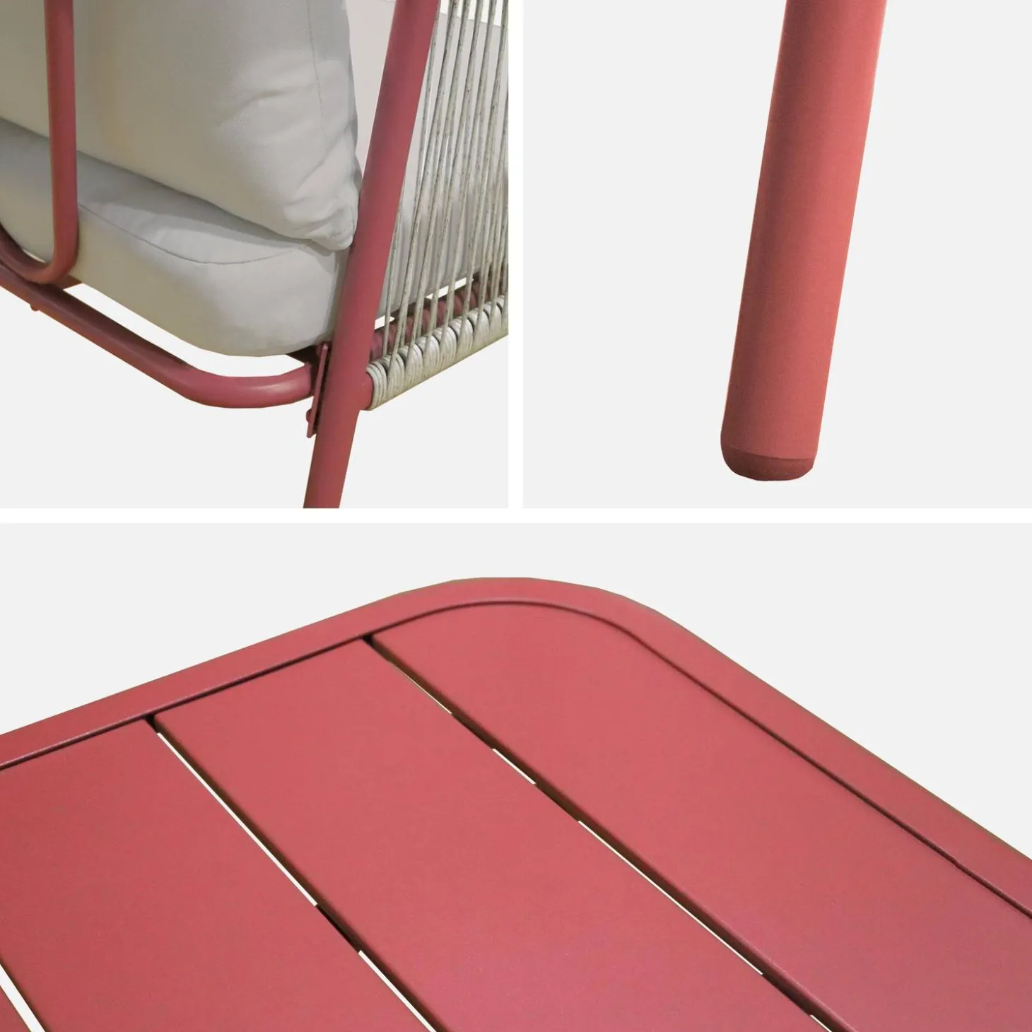 Gartenlounge-Set aus Stahl, für 4 Personen