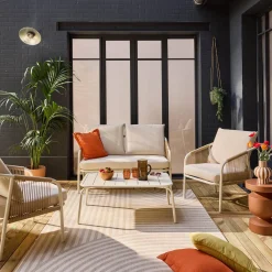 Gartenlounge-Set aus Stahl, für 4 Personen