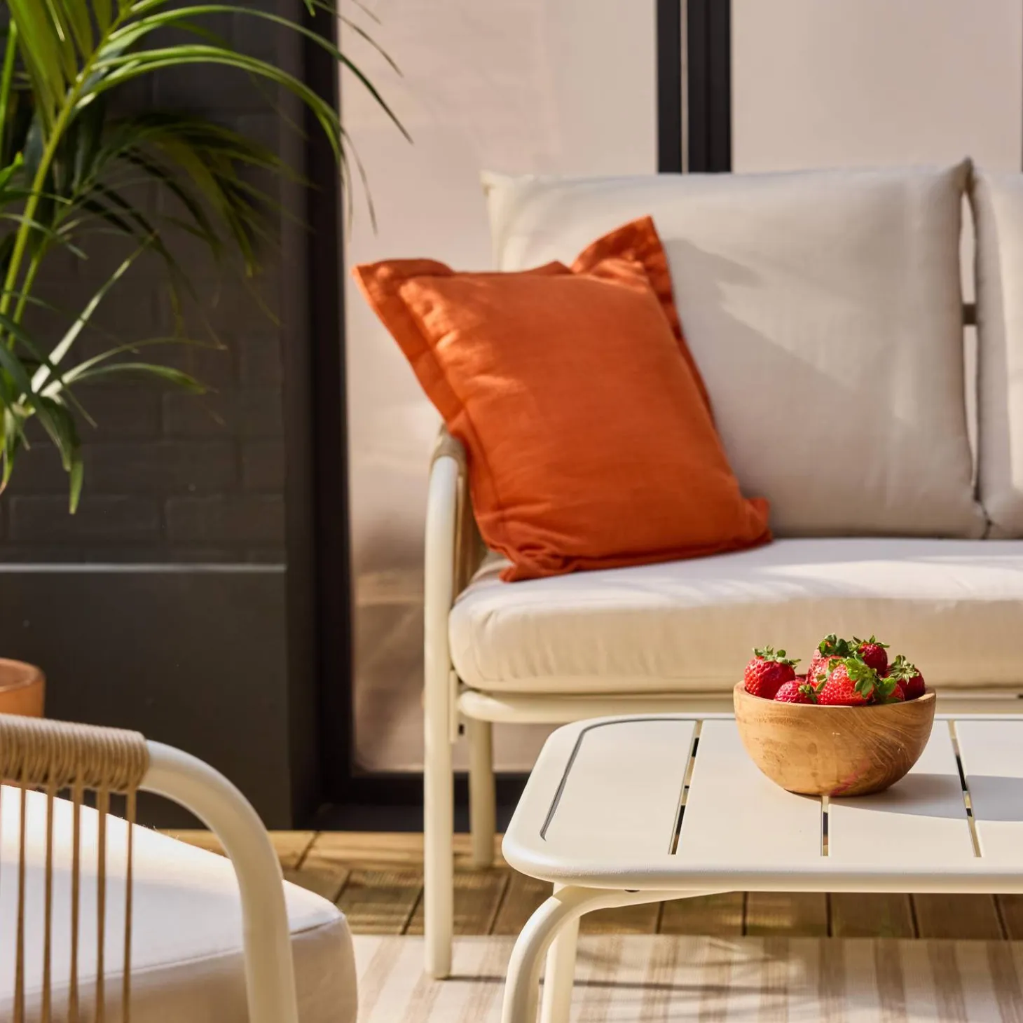 Gartenlounge-Set aus Stahl, für 4 Personen