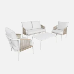 Gartenlounge-Set aus Stahl, für 4 Personen