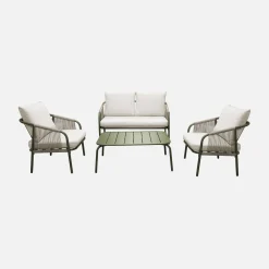 Gartenlounge-Set aus Stahl, für 4 Personen